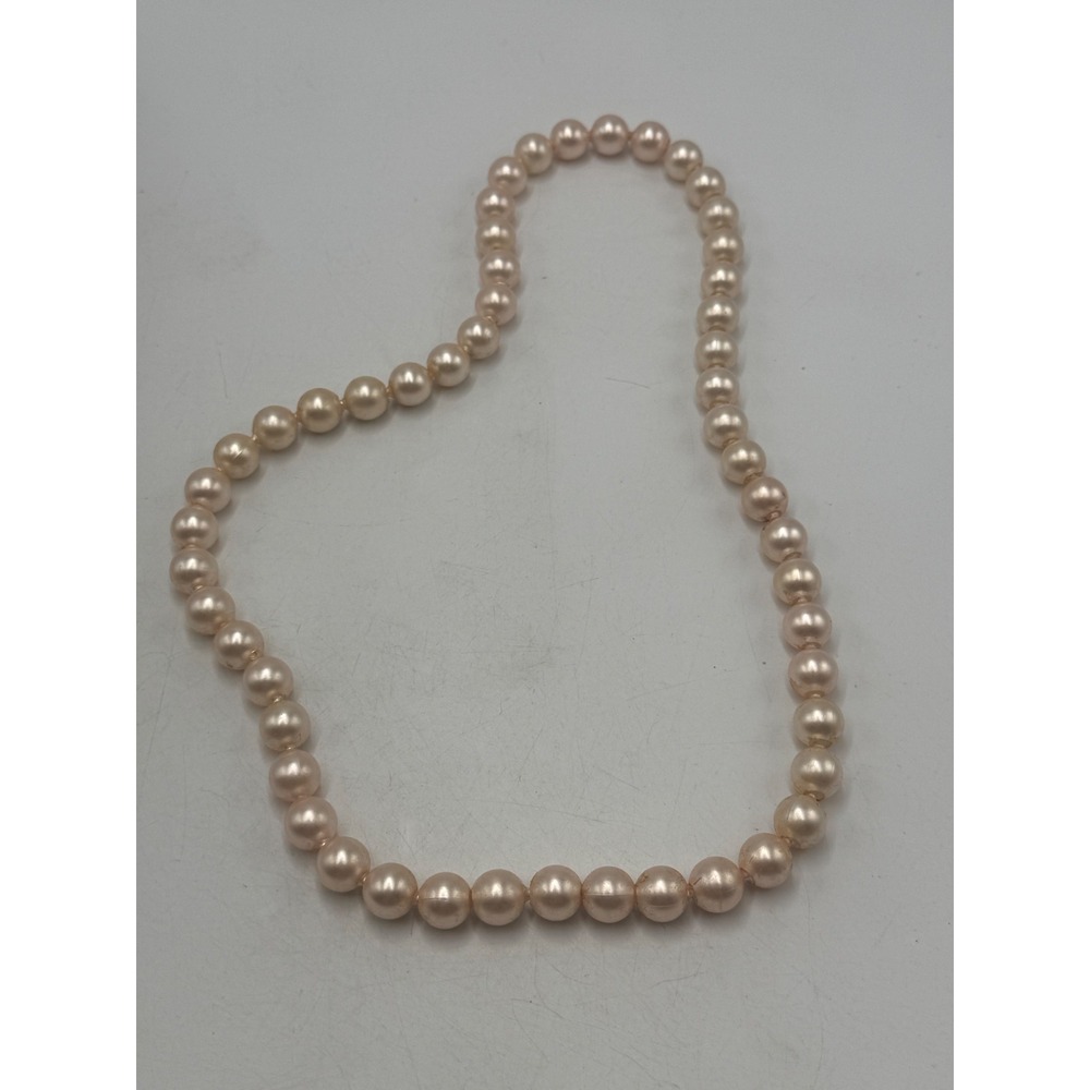 Vintage Champagne Pink Faux Pearl Customizable Length Strand Necklace 22 Inch